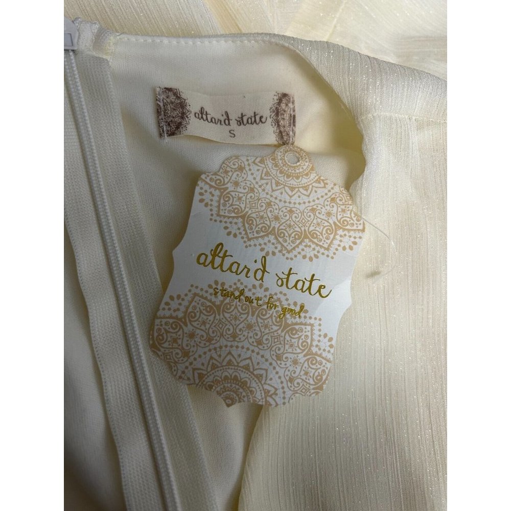 Altar’D State Florentina H3 Ivory Ruffled Wrap Dress Polyester Women's Small NWT - Picture 6 of 9